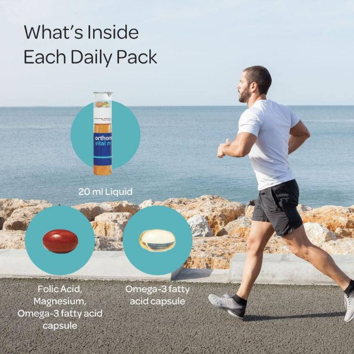 Orthomol Vital M Men Supplement Vial & Capsules, Energy, Stress and Fatigue Support Formula, 30s