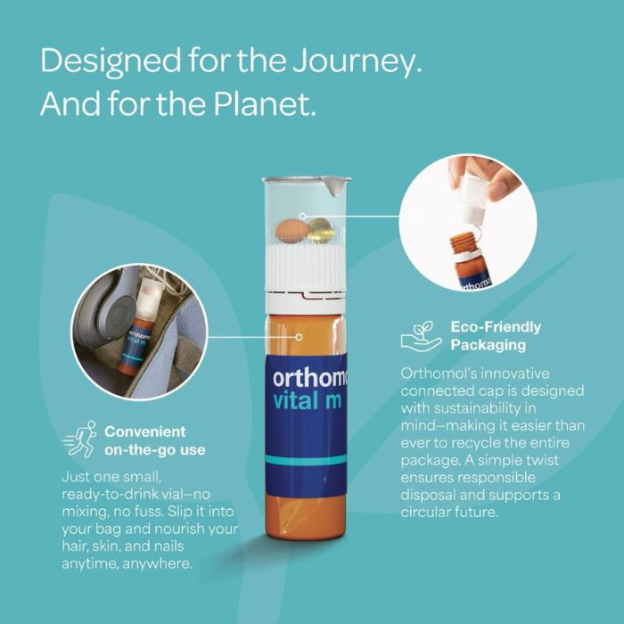 Orthomol Vital M Men Supplement Vial & Capsules, Energy, Stress and Fatigue Support Formula, 30s