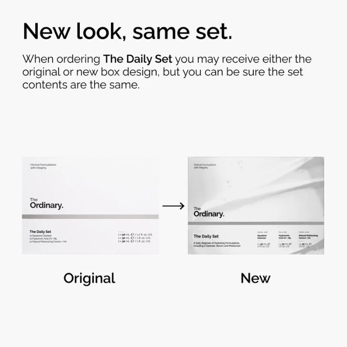The Ordinary The Daily Set - Squalane Cleanser, Hyaluronic Acid 2% + B5 with Natural Moisturizing Factors + HA