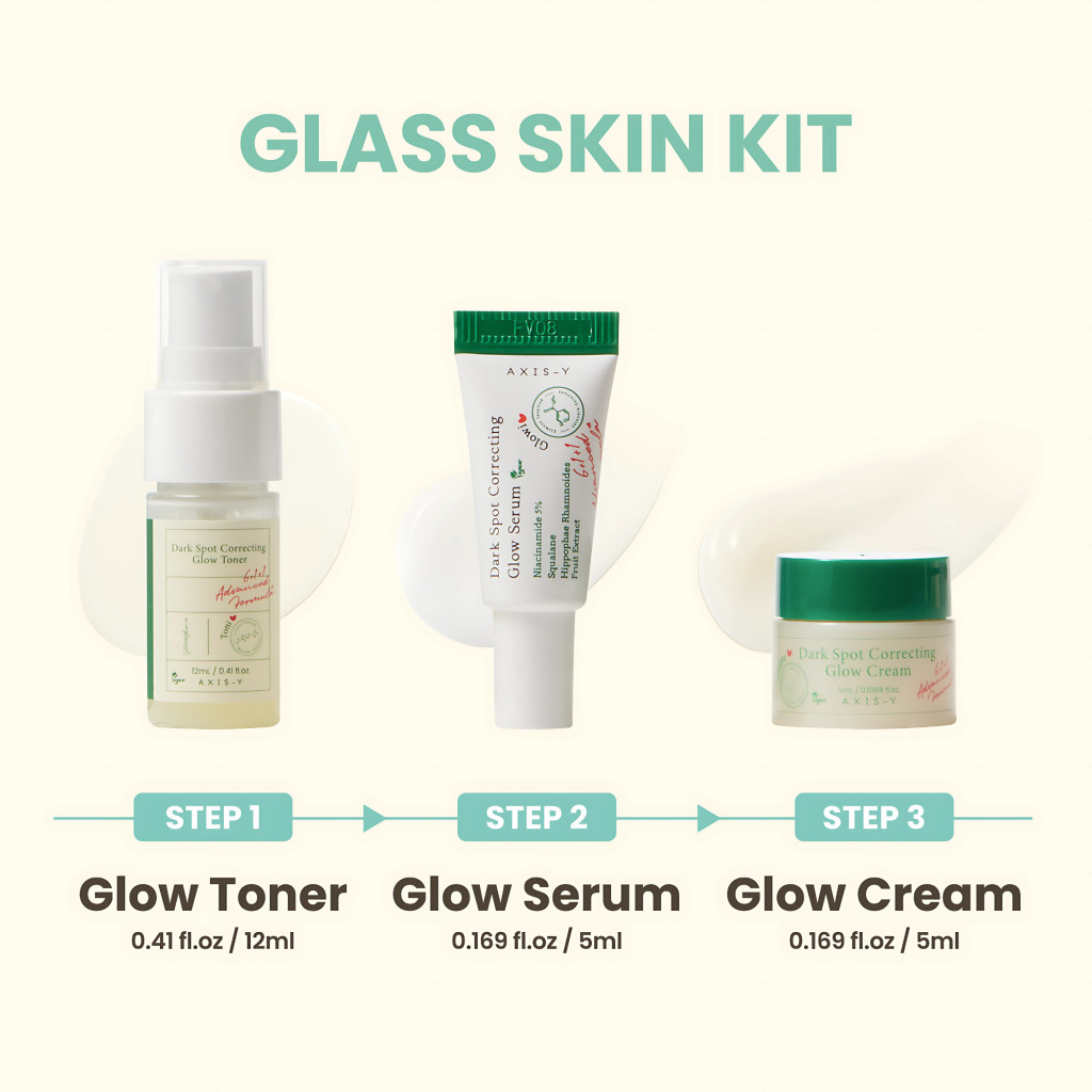 Axis-Y The Mini Glow Trio Set – Brightening Travel Skincare Kit with Serum, Ampoule & Cream for Radiant Skin