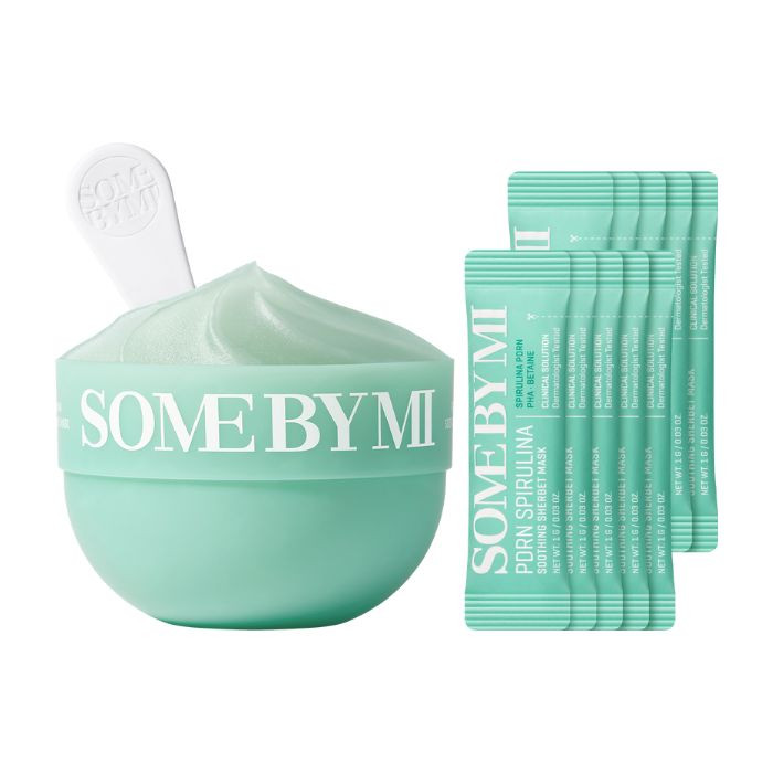 Some By Mi PDRN Spirulina Soothing Mask 1g, Cooling Sherbet Wash-Off Mask for Calm, Hydrated Skin, 10 Sticks