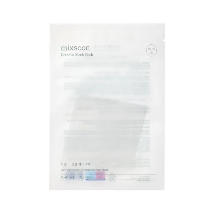 Mixsoon Centella Mask Pack 25g, Soothing Sheet with Asiatica Extract for Hydration and Skin Repair, 5pcs