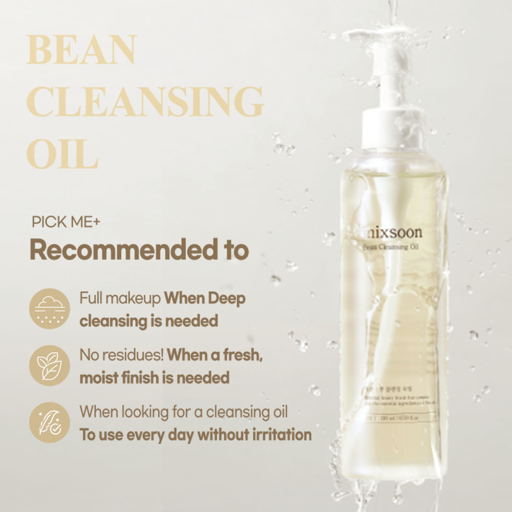 Mixsoon Bean Cleansing Oil, Fast-Emulsifying, Hydrating, Fresh, Irritation-Free Deep Cleanser - 195ml