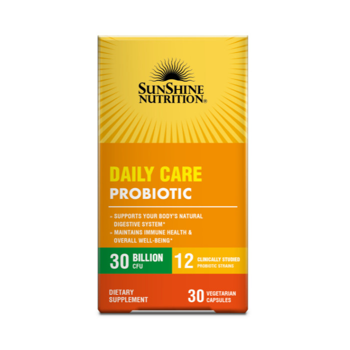 Sunshine Nutrition Daily Care Probiotic 30 Billion, Digestive and Gut Health Support, 30 V-Capsules
