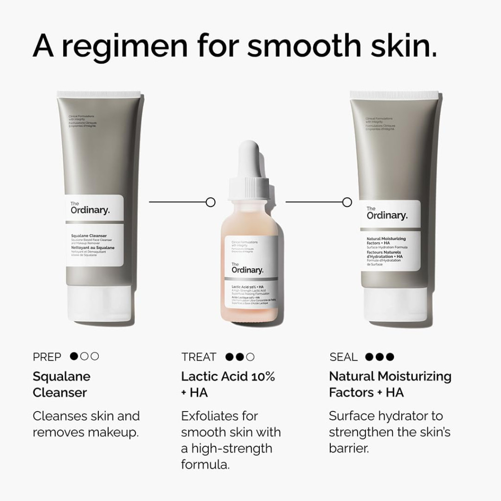 The Ordinary Lactic Acid 10% + HA 2%, Gentle Daily Exfoliating Serum for Smooth, Hydrated Skin - 30ml
