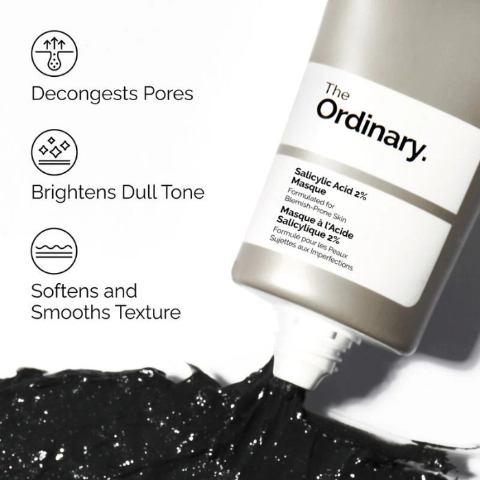 The Ordinary Salicylic Acid 2% Masque, Clarifying Charcoal and Clay Face Mask for Blemish-Prone Skin – 50ml