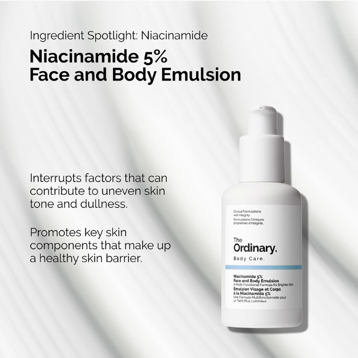 The Ordinary Niacinamide 5% Face and Body Emulsion, Lightweight Hydrating Formula - 100ml