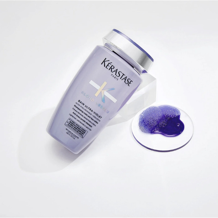 Kerastase Blond Absolu Bain Ultra-Violet, Purple Shampoo for Blonde, Bleached and Highlighted Hair - 250ml