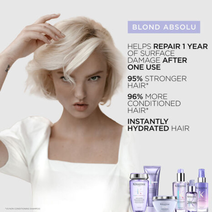 Kerastase Blond Absolu Bain Ultra-Violet, Purple Shampoo for Blonde, Bleached and Highlighted Hair - 250ml