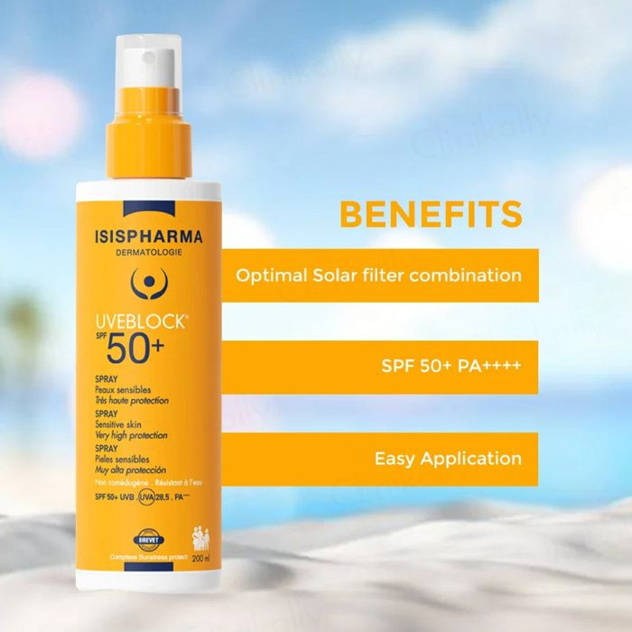 Isis UVE Block (SPF50+) Fluid Invisible Spray, Broad-Spectrum Sunscreen for Face and Body, 150ml