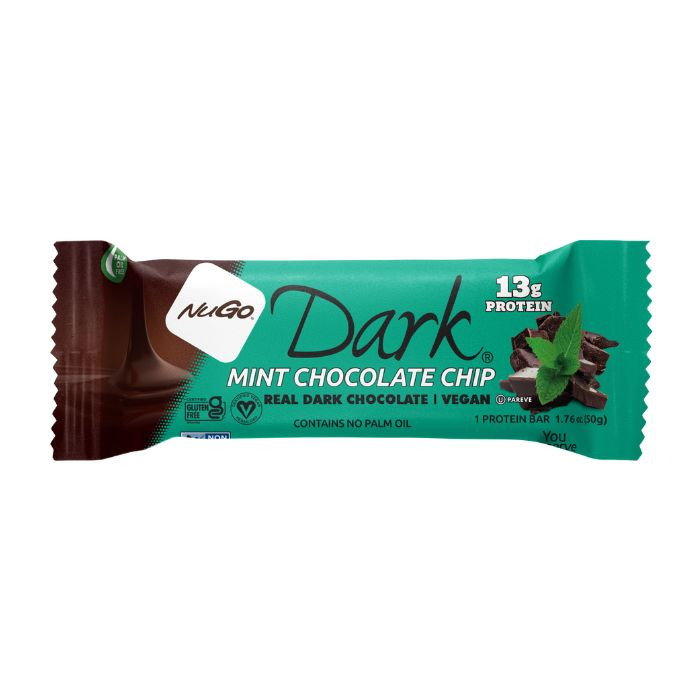 NuGo Dark Mint Chocolate Chip Bar 50g, 13g Protein, Gluten Free, Non-GMO, Pack of 12 pcs