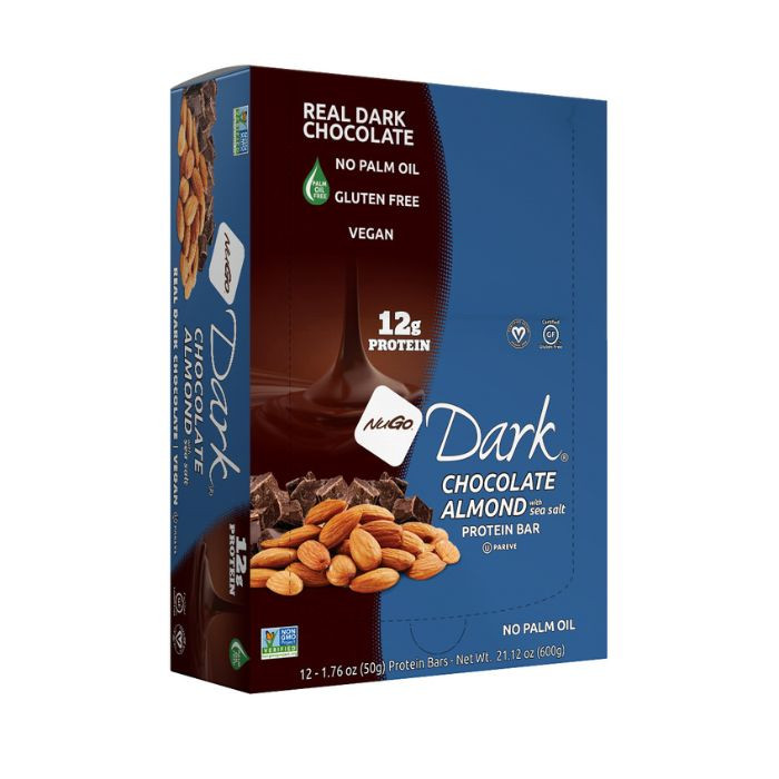 NuGo Dark Chocolate Almond Sea Salt Protein Bar 50g, 12g Vegan Protein, Gluten Free, Pack of 12 pcs