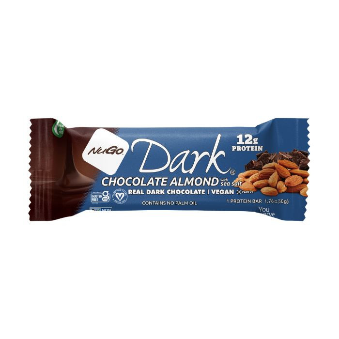NuGo Dark Chocolate Almond Sea Salt Protein Bar 50g, 12g Vegan Protein, Gluten Free, Pack of 12 pcs