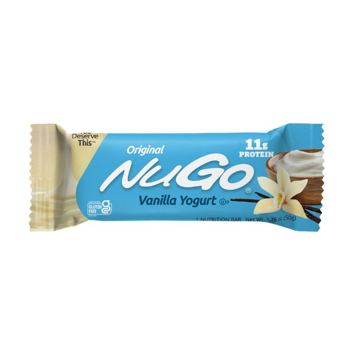 NuGo Original Vanilla Yogurt Protein Bar 50g, 11g Protein, Gluten Free Snack with Added Vitamins, Pack of 15 pcs