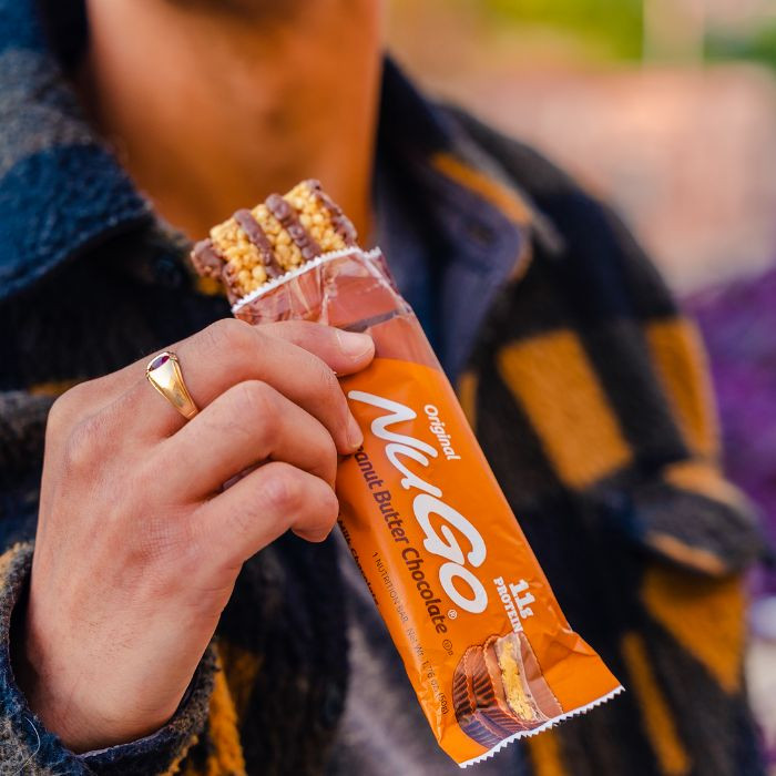 NuGo Original Peanut Butter Chocolate Protein Bar 50g, 11g Protein, Gluten Free Snack, Pack of 15 pcs