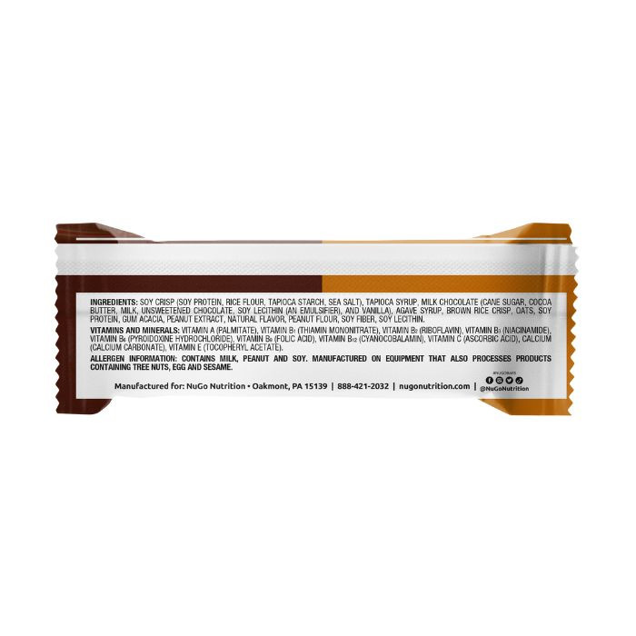 NuGo Original Peanut Butter Chocolate Protein Bar 50g, 11g Protein, Gluten Free Snack, Pack of 15 pcs
