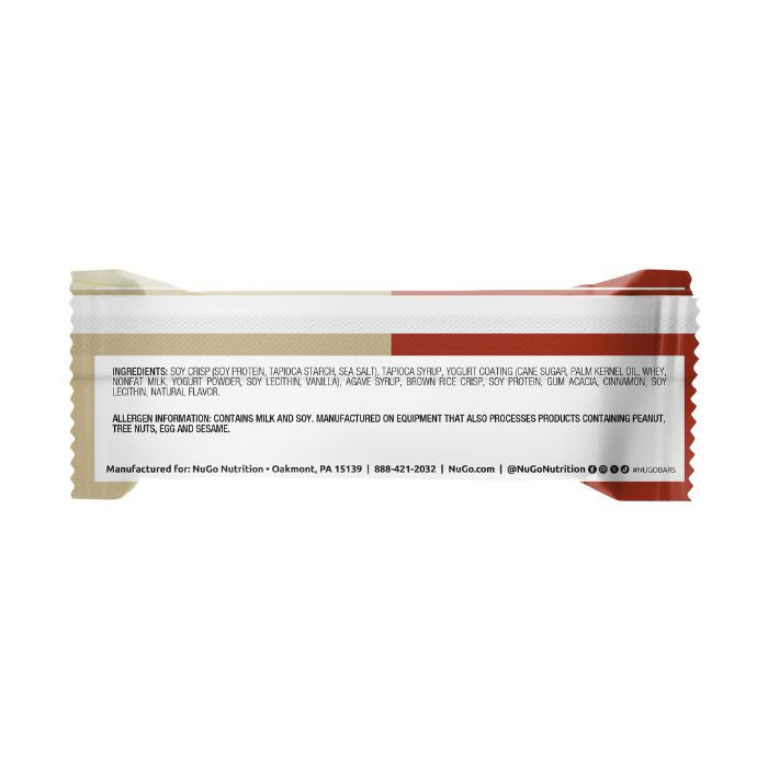 NuGo Original Churro Protein Bar 50g, 15g Protein, Gluten Free, Cinnamon Crunch Yogurt, Pack of 15 pcs