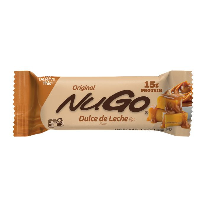 NuGo Original Dulce De Leche Bar 50g,15g Protein, Gluten Free Caramel-Inspired Crunchy Snack, Pack of 15 pcs
