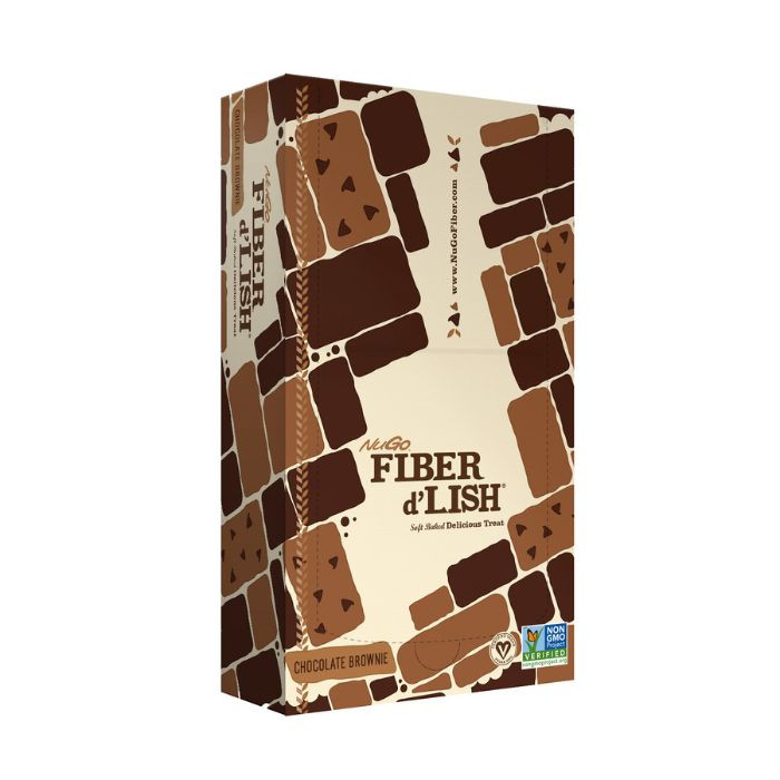 NuGo Fiber D’Lish Chocolate Brownie Bar 45g, Fiber, Vegan, Soft-Baked Digestive Health Snack, Pack of 16 pcs