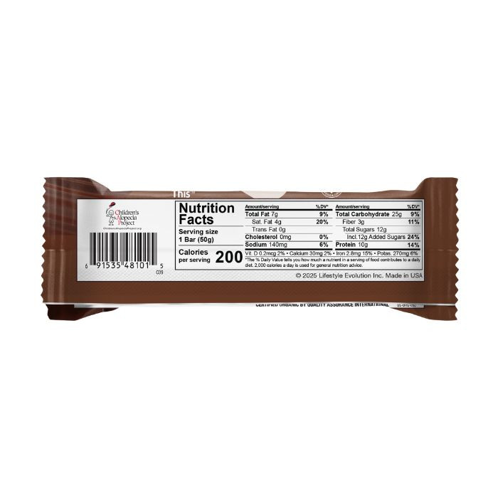 NuGo Organic Double Dark Chocolate Protein Bar 50g, Vegan, Gluten Free, 10g Protein, Pack of 12 pcs