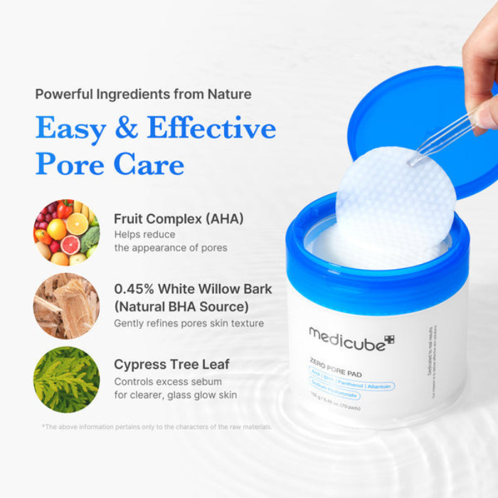 Medicube Zero Pore Pad 155g, Dual Texture Exfoliating Toner Pads with AHA and BHA for Pore Care, 70 Pads