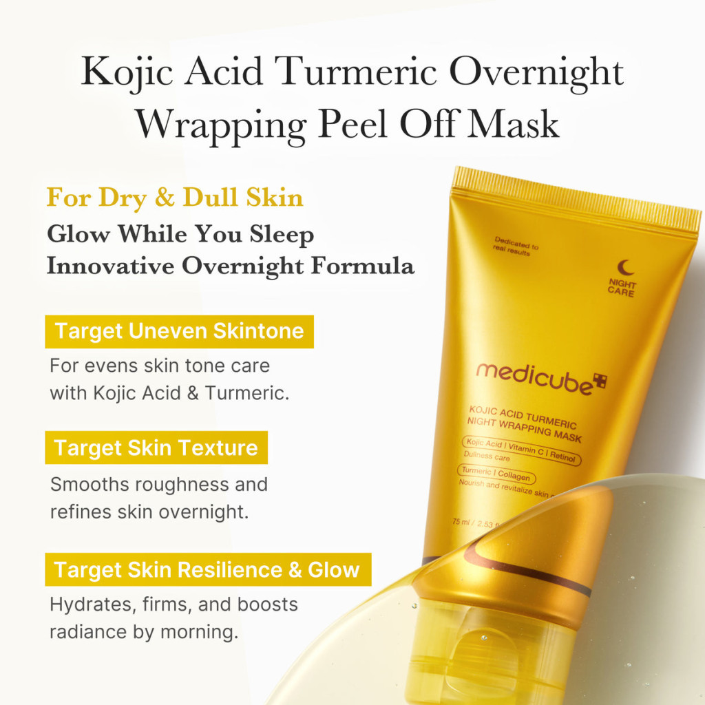 Medicube Kojic Acid Turmeric Night Wrapping Mask, Overnight Brightening and Texture Care, 75ml