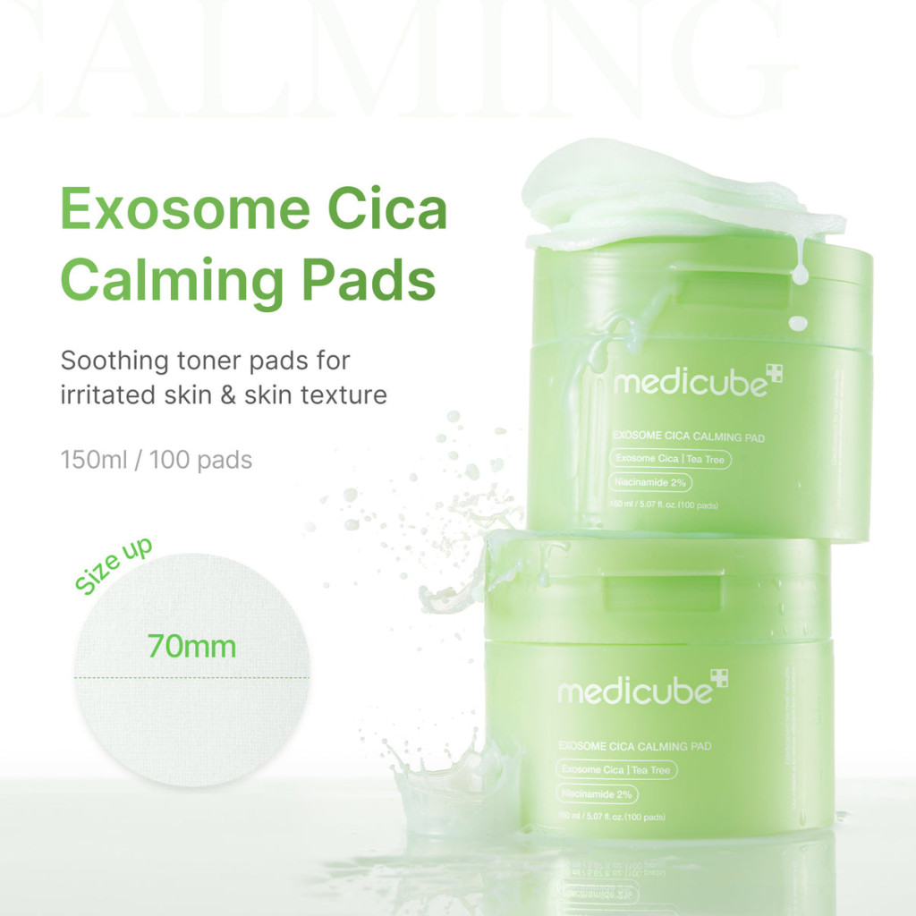 Medicube Exosome Cica Calming Toner Pads 150ml, Soothing, Hydrating and Pore-Balancing Skincare, 100 Pads