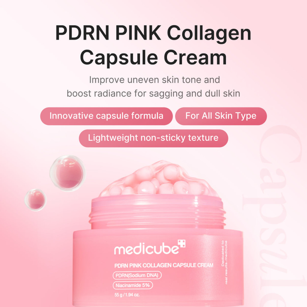 Medicube PDRN Pink Collagen Capsule Cream, Brightening, Firming and Glass Glow Moisturizer, 55g