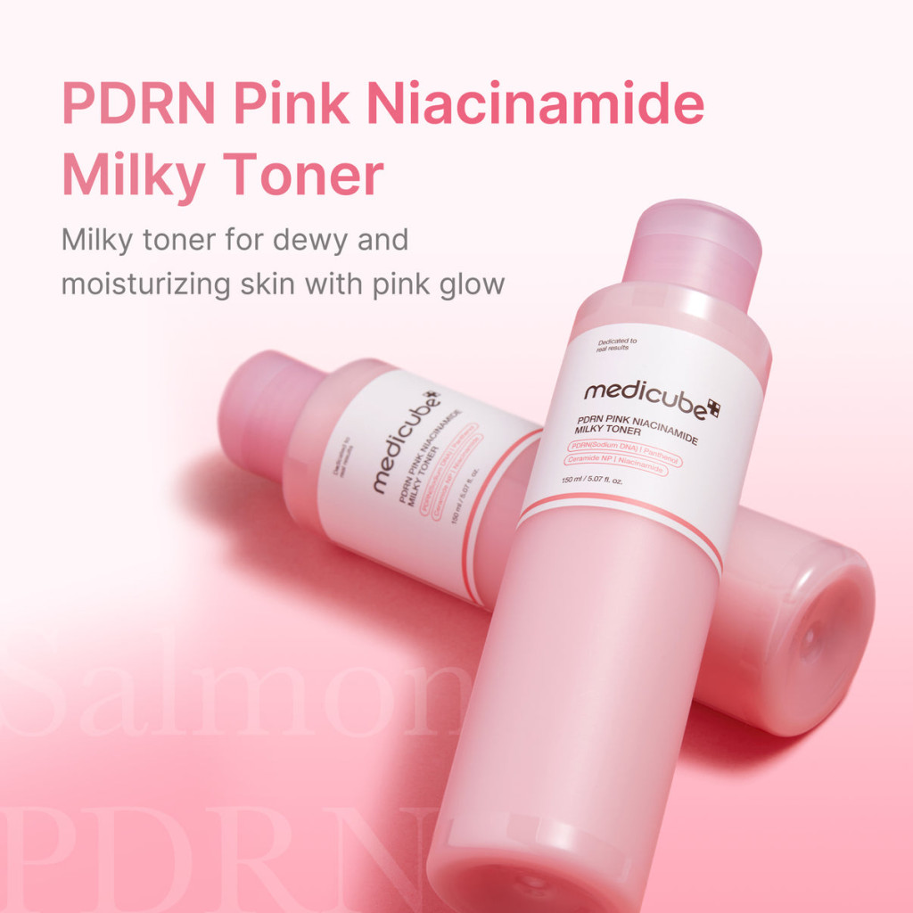 Medicube PDRN Pink Niacinamide Milky Toner, Dewy Hydration and Skin Barrier Care for Acne-Prone Skin, 150ml