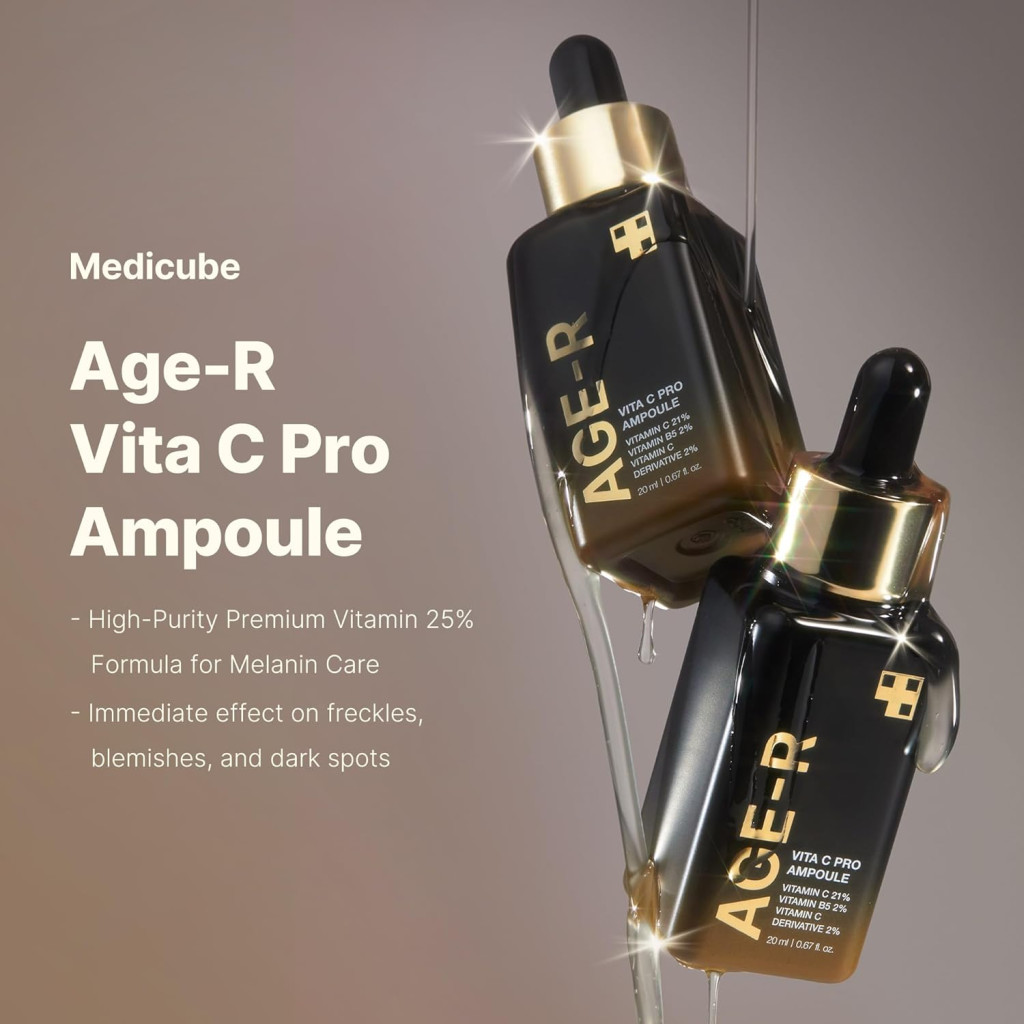 Medicube AGE-R Vita C Pro Ampoule, Pure Vitamin C Brightening Serum for Dark Spots and Glow, 20ml