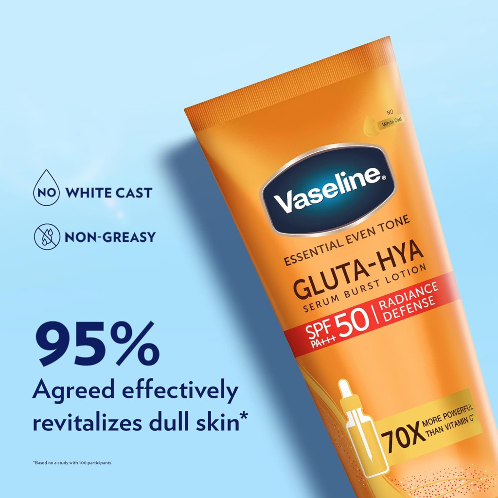 Vaseline Gluta-Hya Radiance Defense (SPF50) Brightening and Hydrating Body Lotion, 180ml