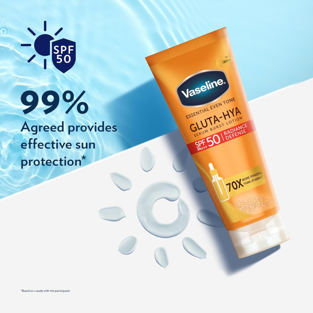 Vaseline Gluta-Hya Radiance Defense (SPF50) Brightening and Hydrating Body Lotion, 180ml