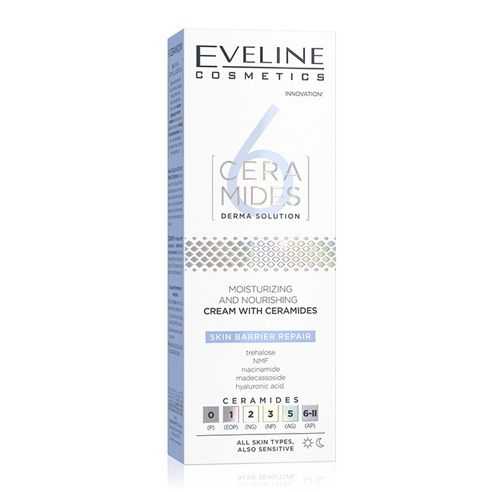 Eveline 6 Ceramides Moisturizing Nourishing, Hydrating Barrier-Repair Face Cream, 50ml