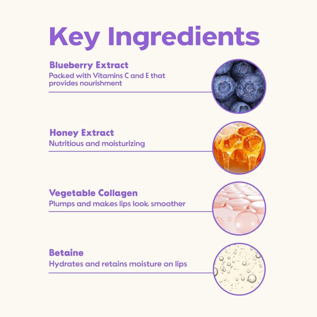 Frudia Blueberry Hydrating Honey Tube Lip Balm, Moisturizing, Exfoliating Care for Dry and Chapped Lips, 10ml