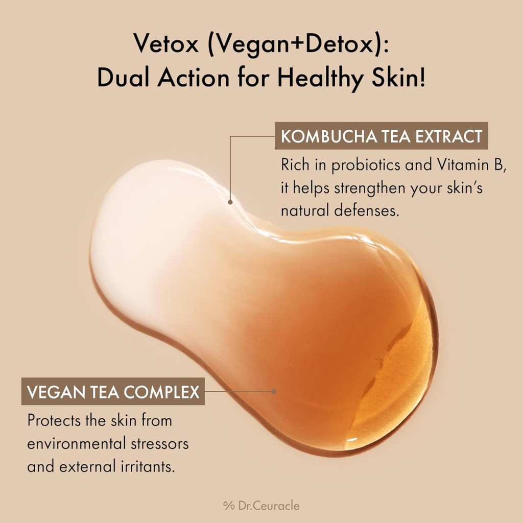 Dr. Ceuracle Vegan Kombucha Tea Essence, Probiotic Hydrating Detox for Glowing Skin, 150ml