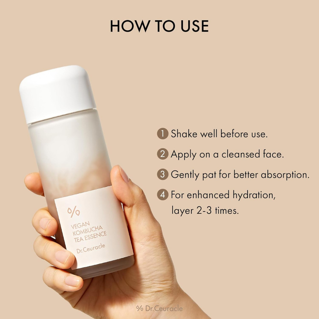 Dr. Ceuracle Vegan Kombucha Tea Essence, Probiotic Hydrating Detox for Glowing Skin, 150ml