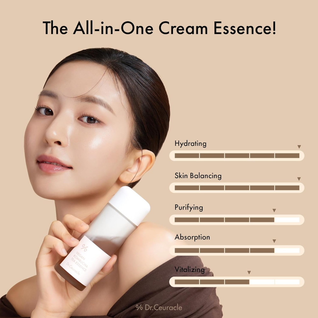 Dr. Ceuracle Vegan Kombucha Tea Essence, Probiotic Hydrating Detox for Glowing Skin, 150ml