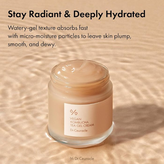 Dr. Ceuracle Vegan Kombucha Tea Gel Cream, Probiotic Hydrating Detox Moisturizer, 75g