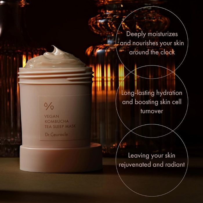 Dr. Ceuracle Vegan Kombucha Tea Sleep Mask, Overnight Hydration and Skin Renewal, 100g