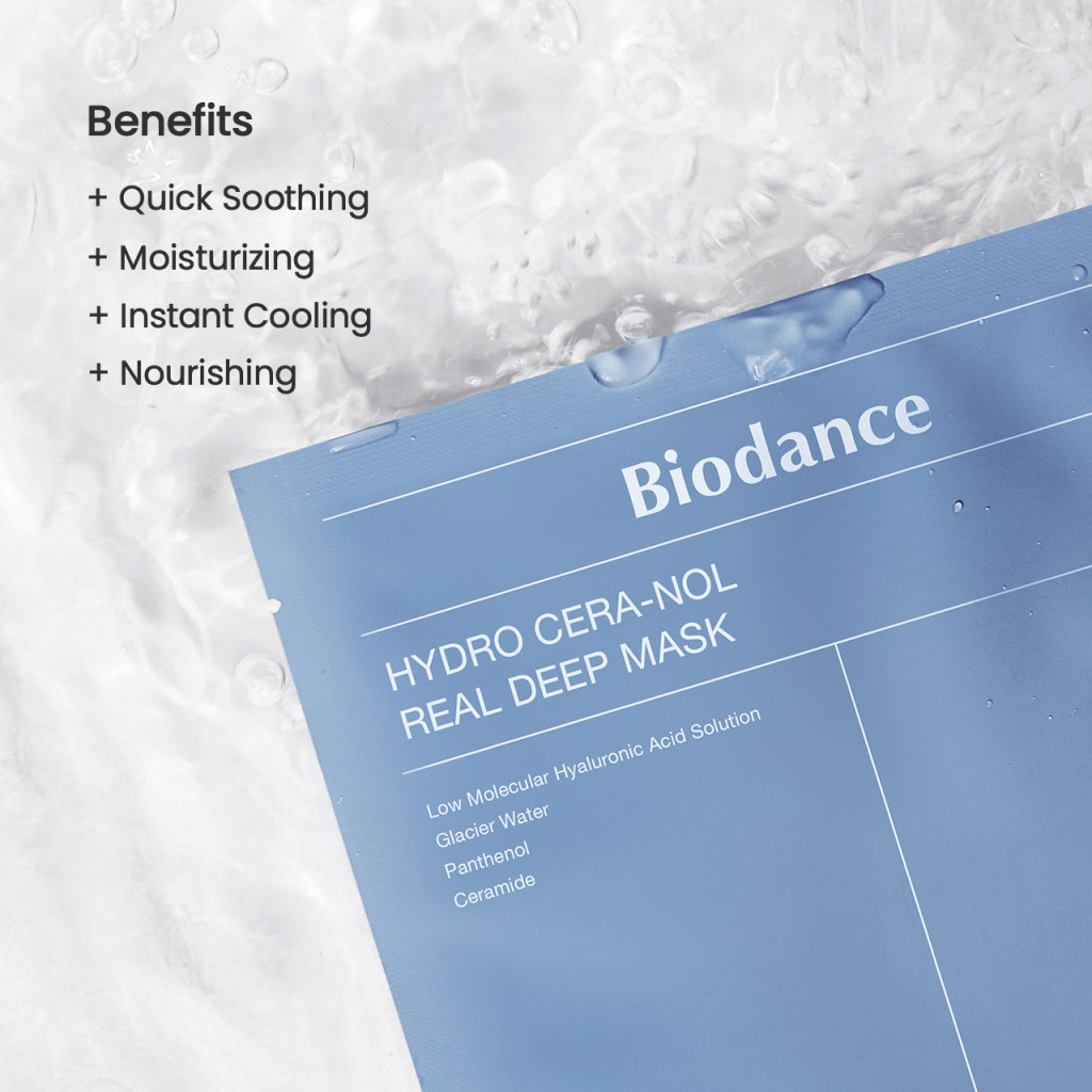 Biodance Hydro Cera-Nol Real Deep Hydrogel Sheet Mask, Barrier Repair, Soothing, 34g