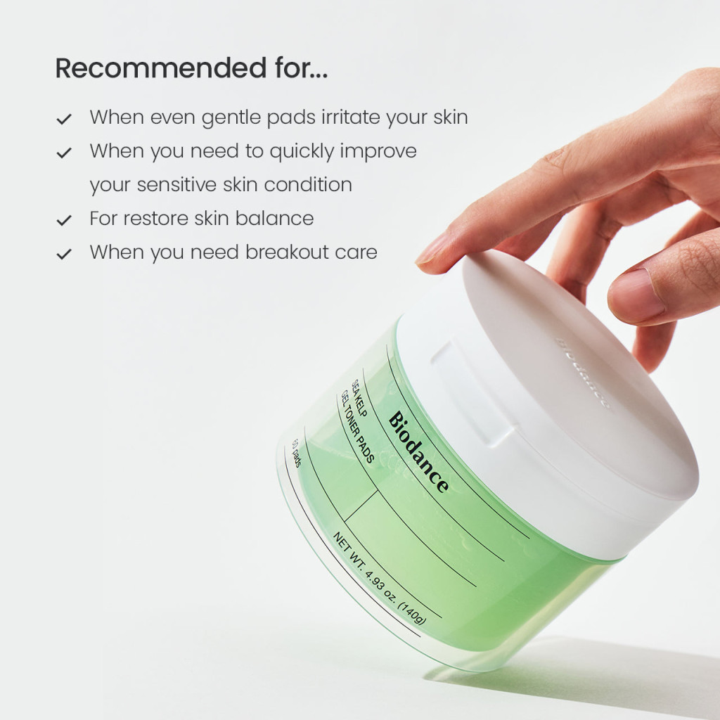 Biodance Sea Kelp Gel Toner Pads, Calming, Oil Control and pH Balancing Care, 60s