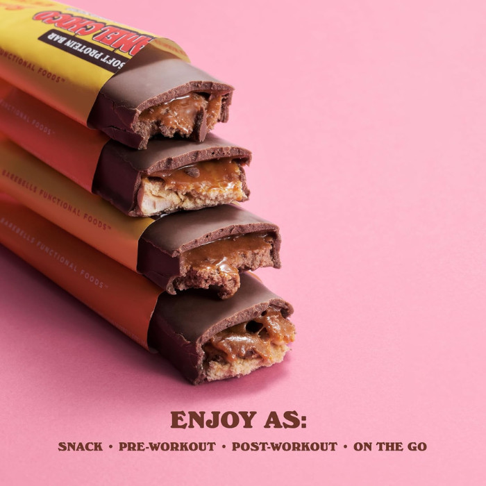 Barebells Soft Protein Bar Caramel Choco 55g, 16g Protein, No Added Sugar, Pack of 12