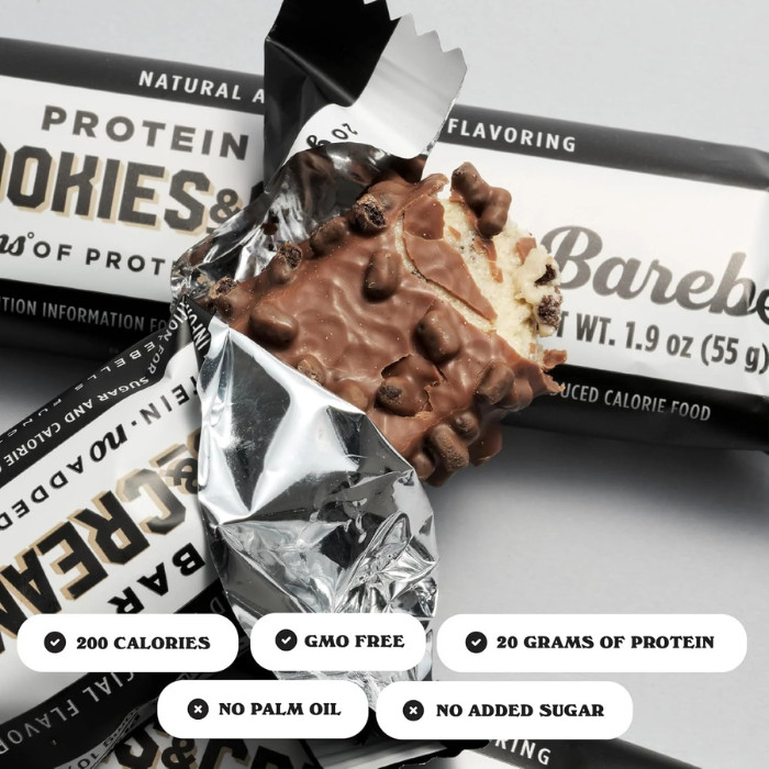 Barebells Protein Bar Cookies and Cream 55g, High Protein, No Added Sugar, Pack of 12