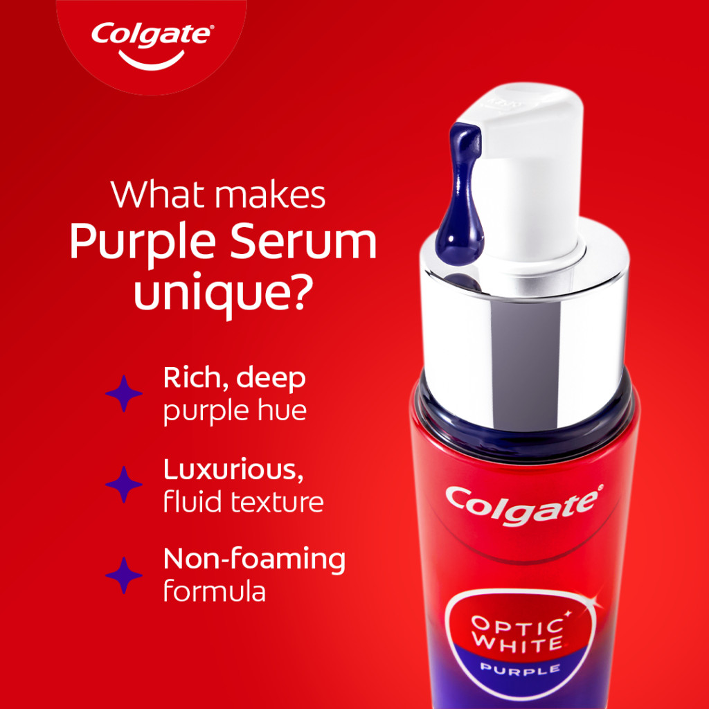 Colgate Optic White Purple Serum, Instant Color-Correcting Teeth Whitening Boost, Enamel-Safe, 40ml