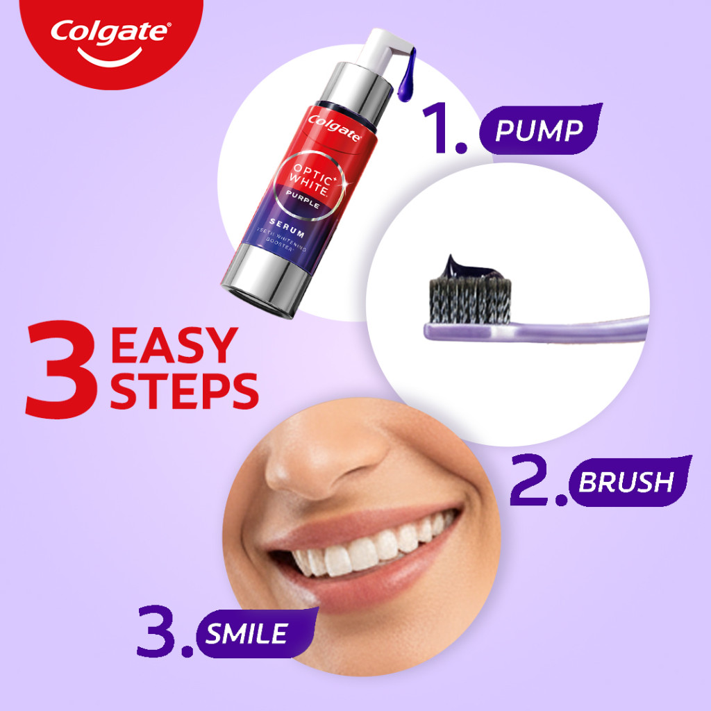 Colgate Optic White Purple Serum, Instant Color-Correcting Teeth Whitening Boost, Enamel-Safe, 40ml