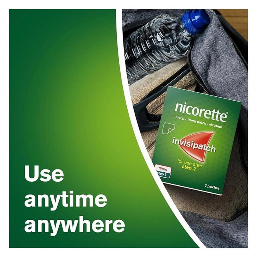Nicorette 10mg Invisipatch Step 3, Transparent for Smoking Cessation, 7 Patches