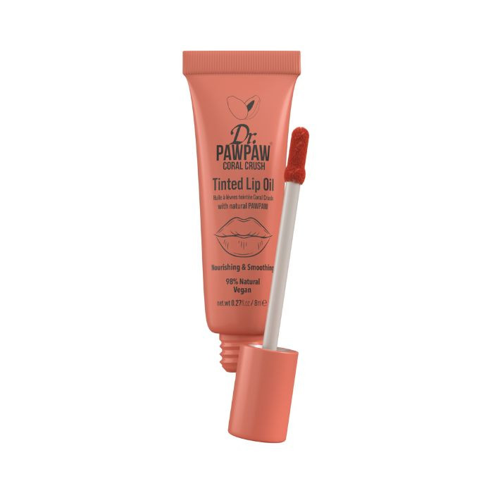 Dr. PawPaw Tinted Lip Oil, Coral Crush, Natural Glossy Lip Oil with Papaya and Aloe, 8ml