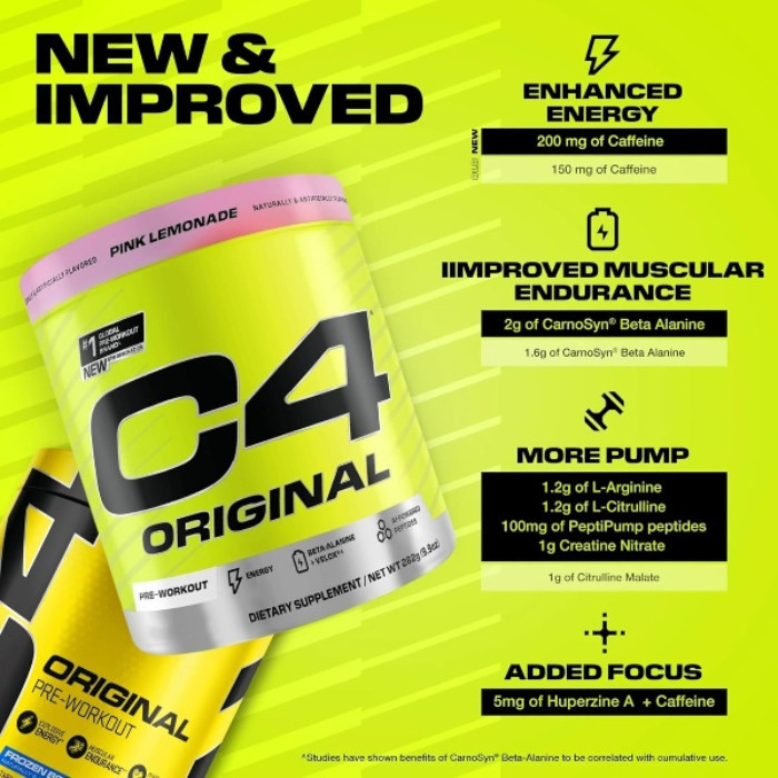 Cellucor C4 Original Pre-Workout Pink Lemonade 470g, Energy, Strength and Endurance, 50 Servings