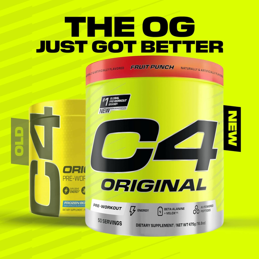 Cellucor C4 Original Pre-Workout Fruit Punch 475g, Energy, Focus and Endurance, 50 Servings