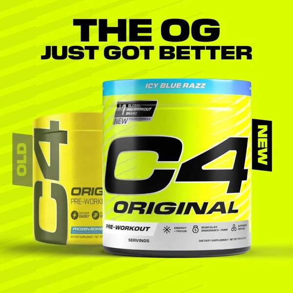 Cellucor C4 Original Pre-Workout Icy Blue Raspberry 470g, Energy, Focus and Endurance, 50 Servings
